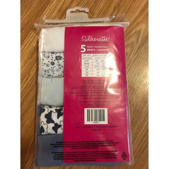 Silhouette Plus Size Womens 100% Cotton 5 Pair Briefs Underwear Panties - Picture 4 of 5